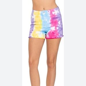 Judy Blue Tie Dye Snow Cone Cut Off High Waist Pink Purple Shorts Size Medium